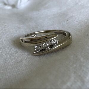 Rose Gold Ring with Diamonds - Asymmetrical Design and Diamonds #RoseGoldRing